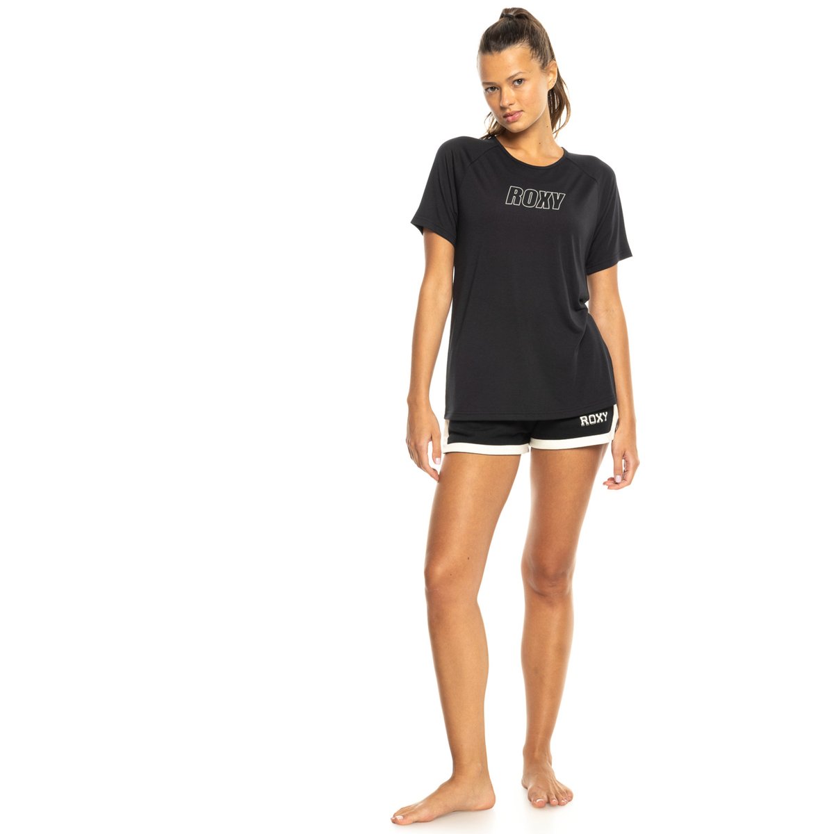 T-Shirt de sport, manches courtes, col rond, . noir true black, ROXY