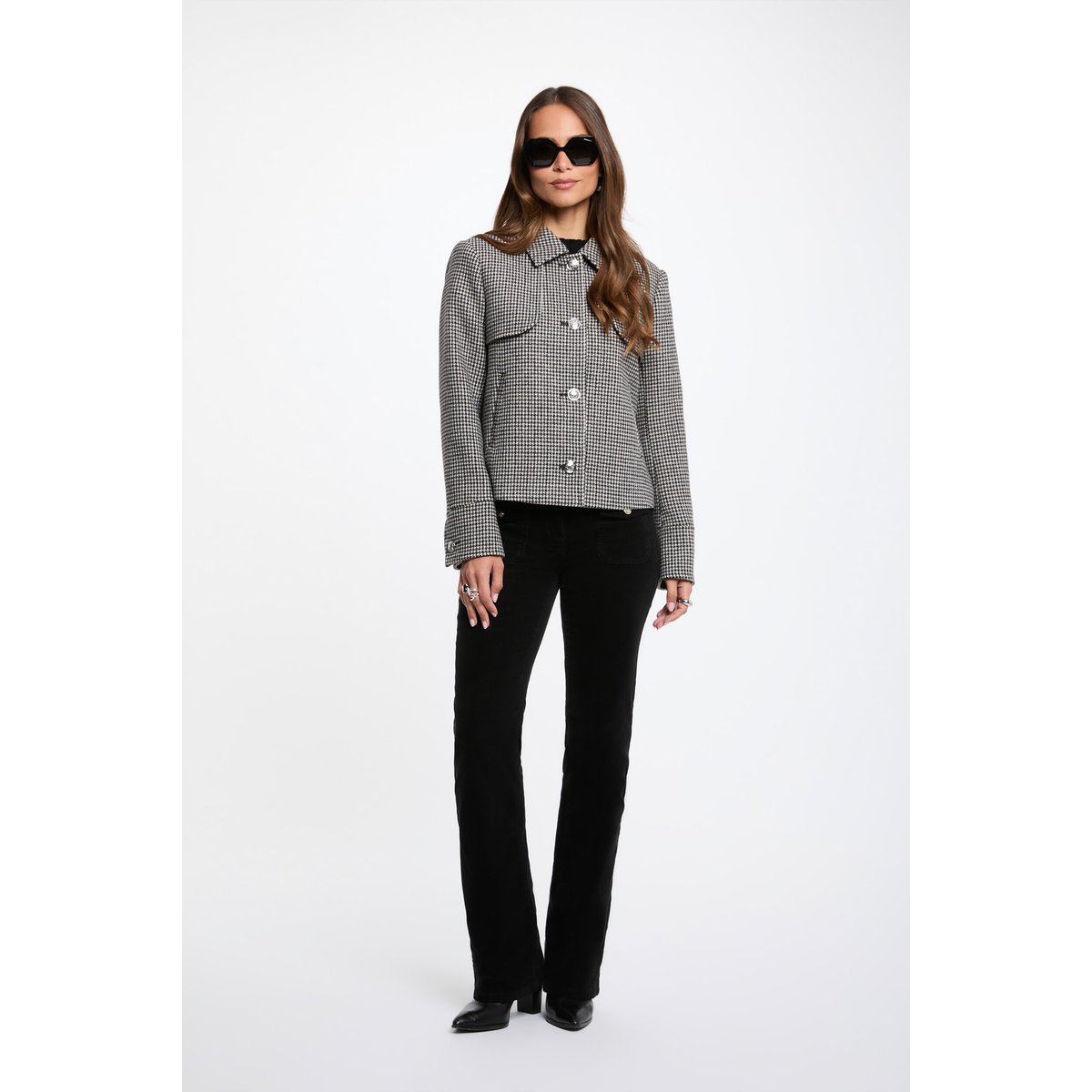 Manteau court col tailleur multicolore, MORGAN
