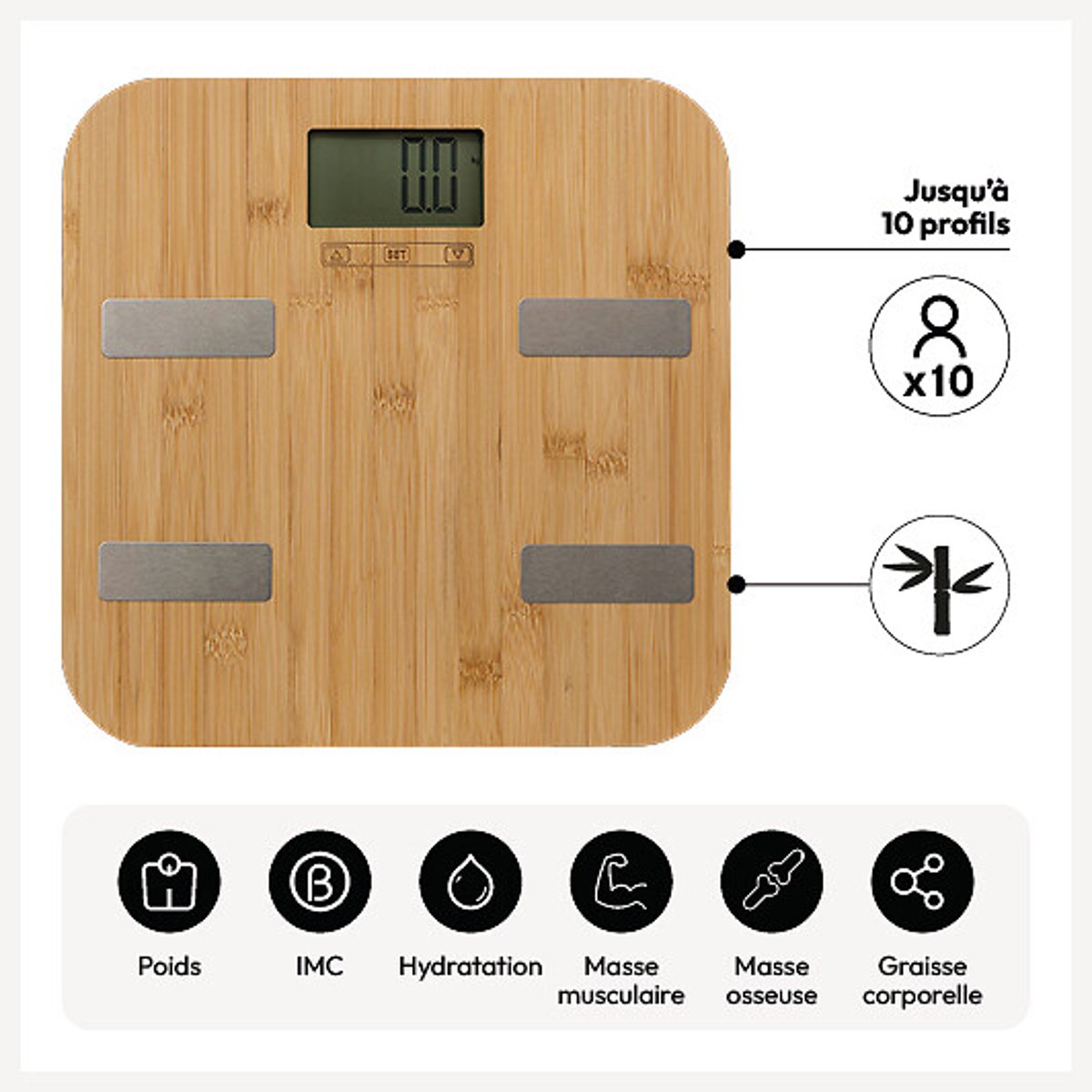 Balance pèse personne impédancemètre brown, 5FIVE SIMPLY SMART