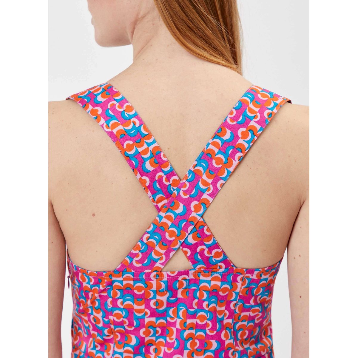 Robe rétro imprimée PAULA rose logo, PRINCESSE NOMADE