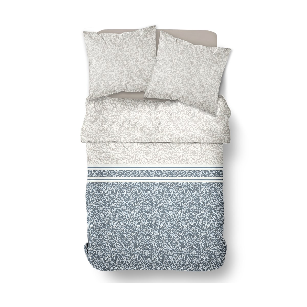 Parure de lit imprimé Floral coton FLANELLE bleu, TODAY