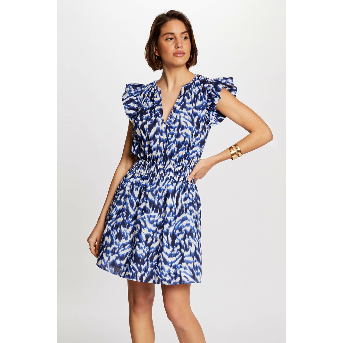 Robe courte cintrée imprimée multico, MORGAN