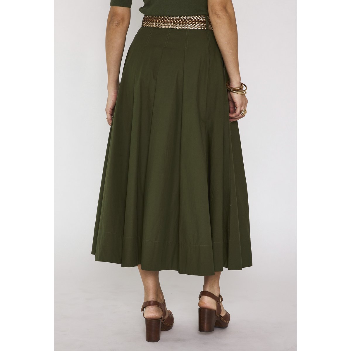 Jupe trapèze en coton OLIVE kaki, Maison 123