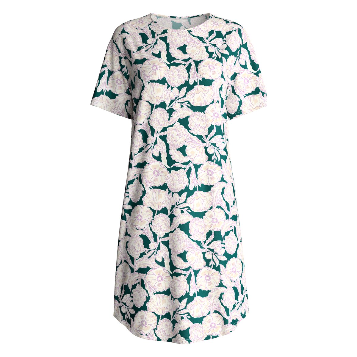 Chemise de nuit à manches courtes, longueur 95 cm manches courtes Coton BOTANIC DREAMS north sea green, CALIDA