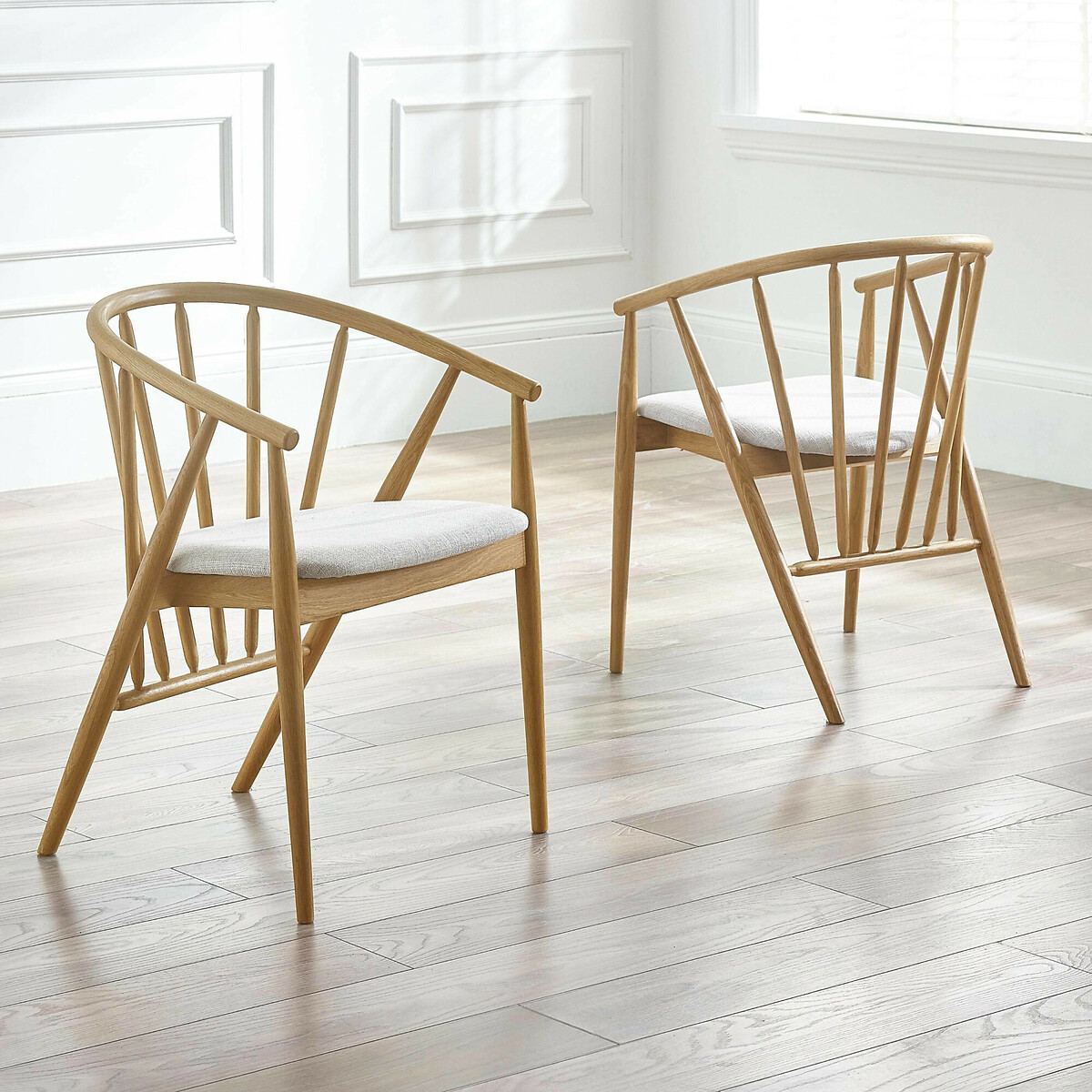 Oran Oak Curved Spindle Back Dining Chair natural oak, SO'HOME
