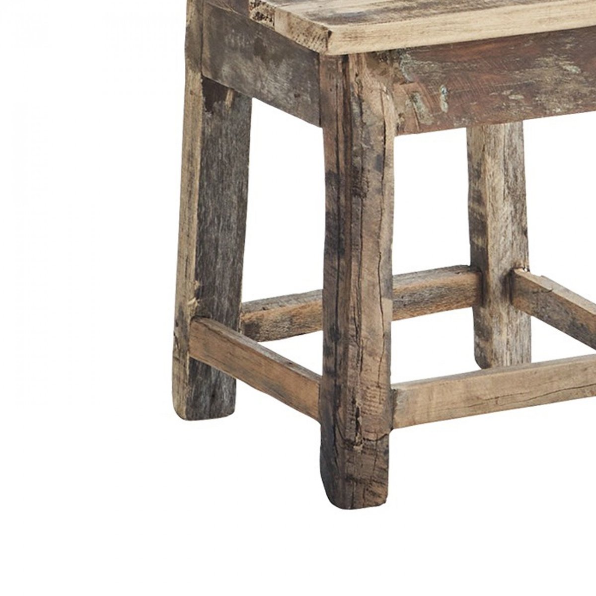 Petit tabouret rustique bois recyclé bois clair, MADAM STOLTZ