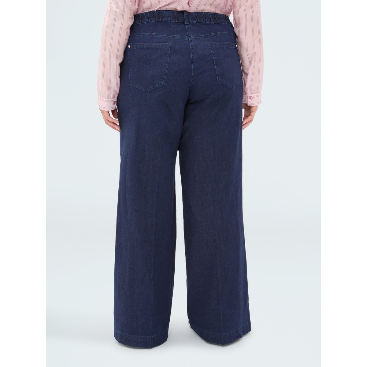 Jean Wide Leg délavage bleu marine bleu, FIORELLA RUBINO