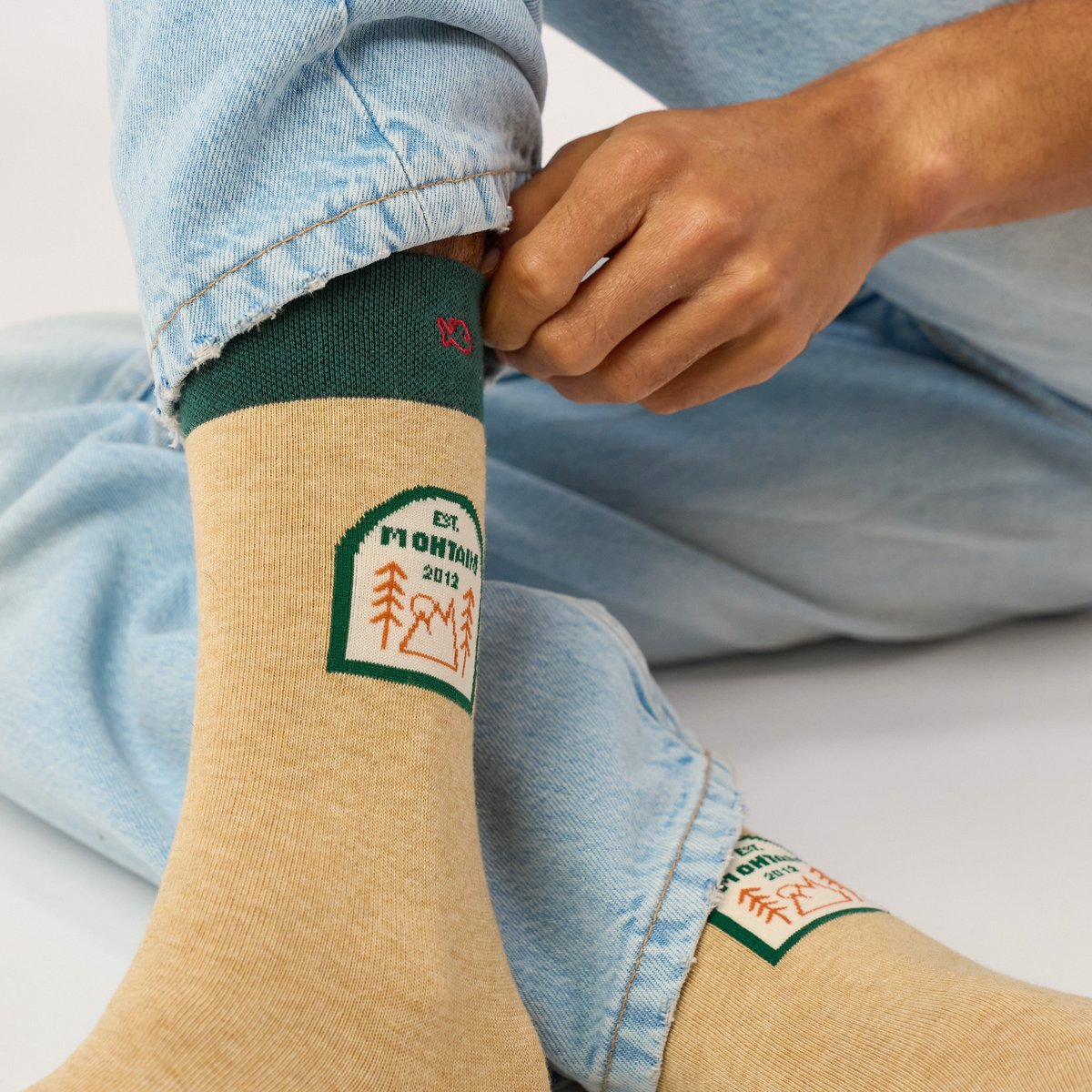 Chaussettes en coton peigné A MOTIFS beige, BILLYBELT
