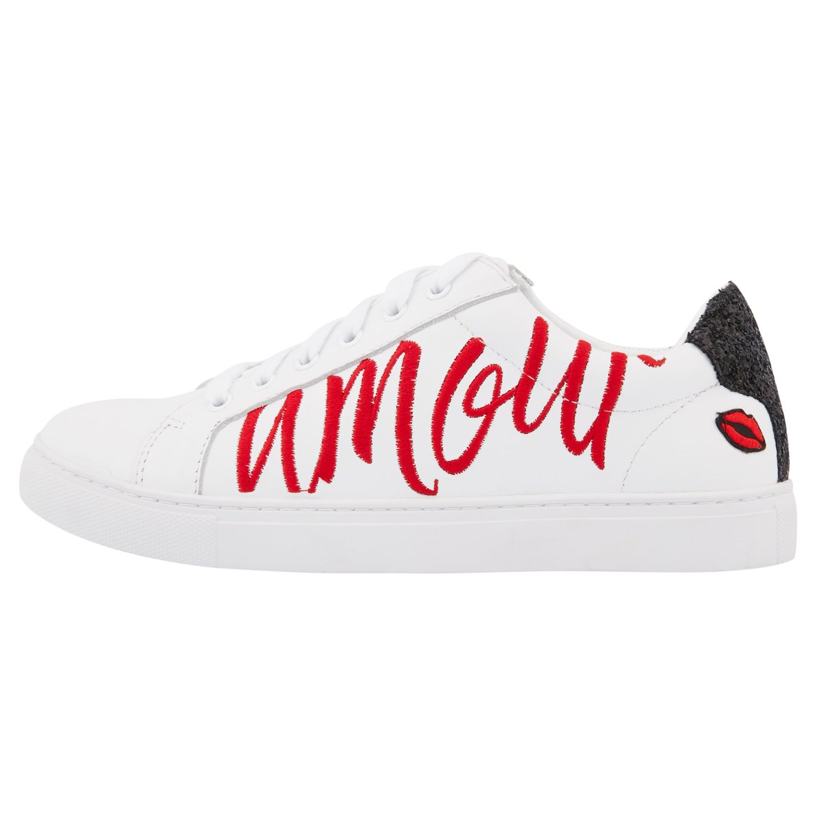 Baskets En Cuir Simone Amour Haine blanc, BONS BAISERS