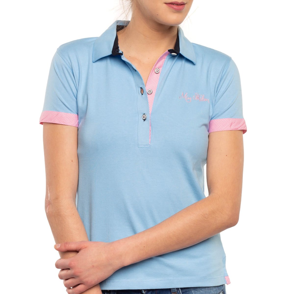 Polo lycra miss Ciel sur Shilton : le vêtement Rugby Sportswear ! ciel, SHILTON