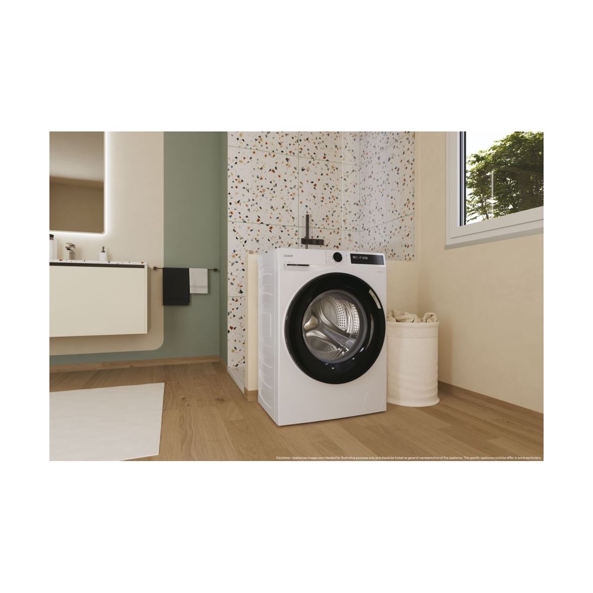 Lave linge hublot BR 47SBL8-S - 7 kg - 1400 tr/min - Classe A - Moteur induction - Connecté wifi couleur unique, CANDY
