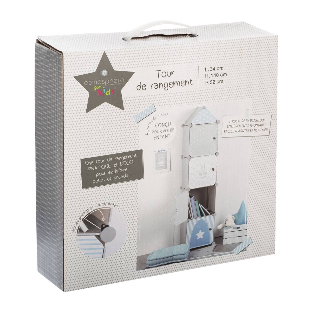 Casiers de rangement enfant COLONNE gris, ATMOSPHERA
