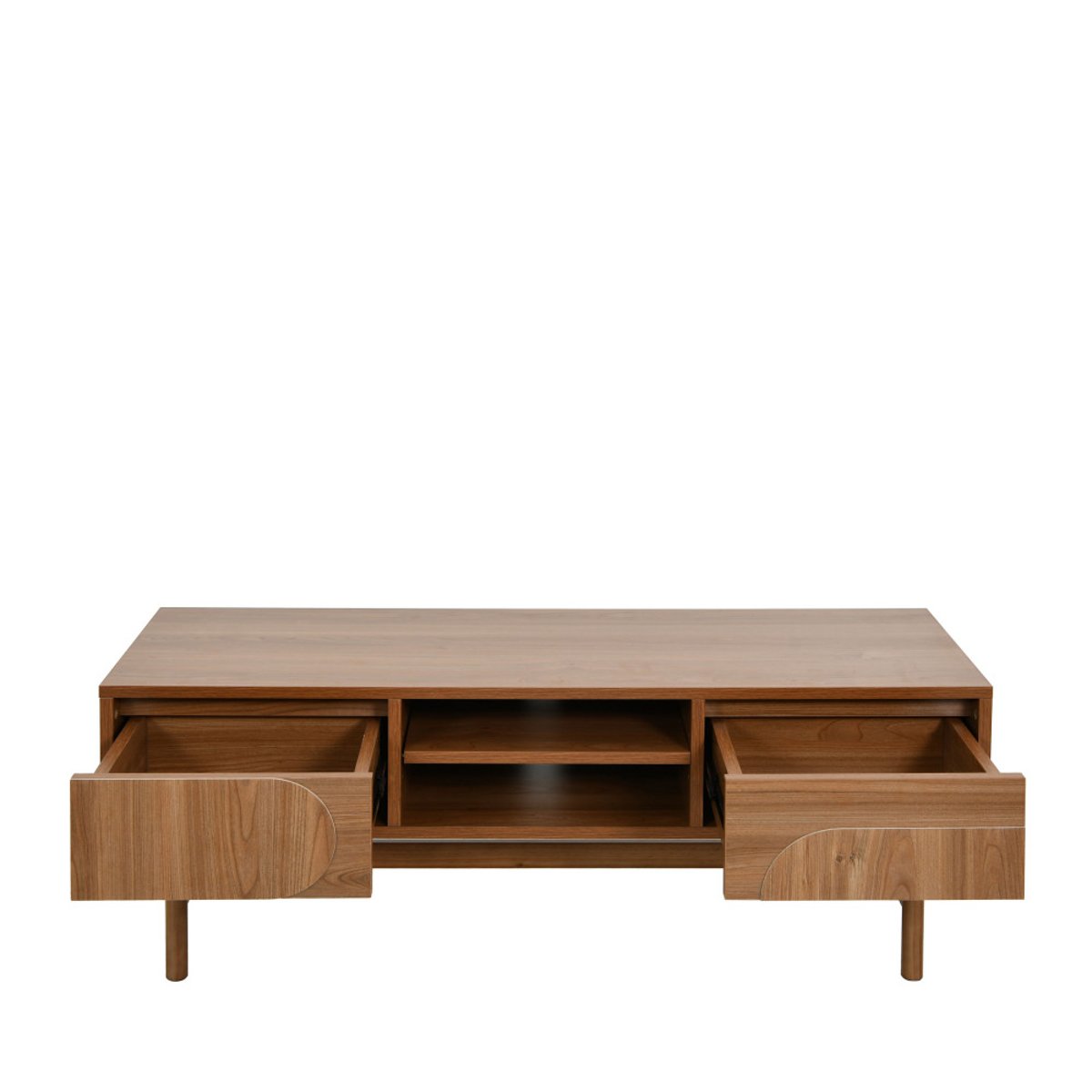 Meuble TV 2 tiroirs en bois L120cm- ABBY bois foncé, DRAWER