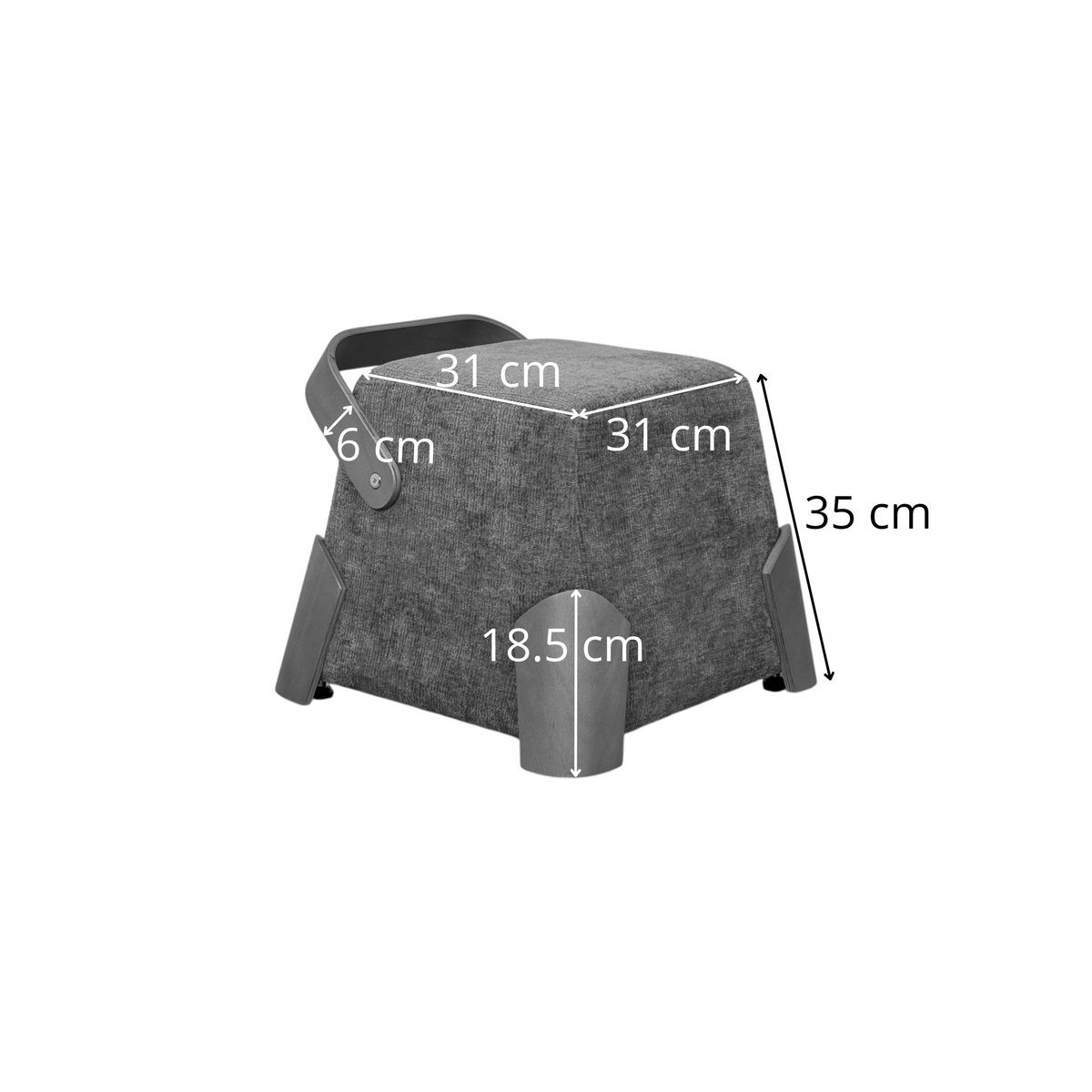 Pouf en tissu avec poignée IENA gris, PIER IMPORT