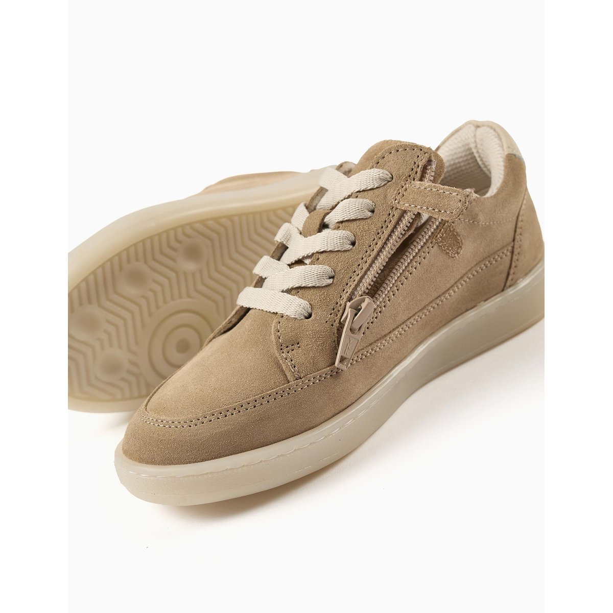 Baskets en daim à lacets beige, ZIPPY