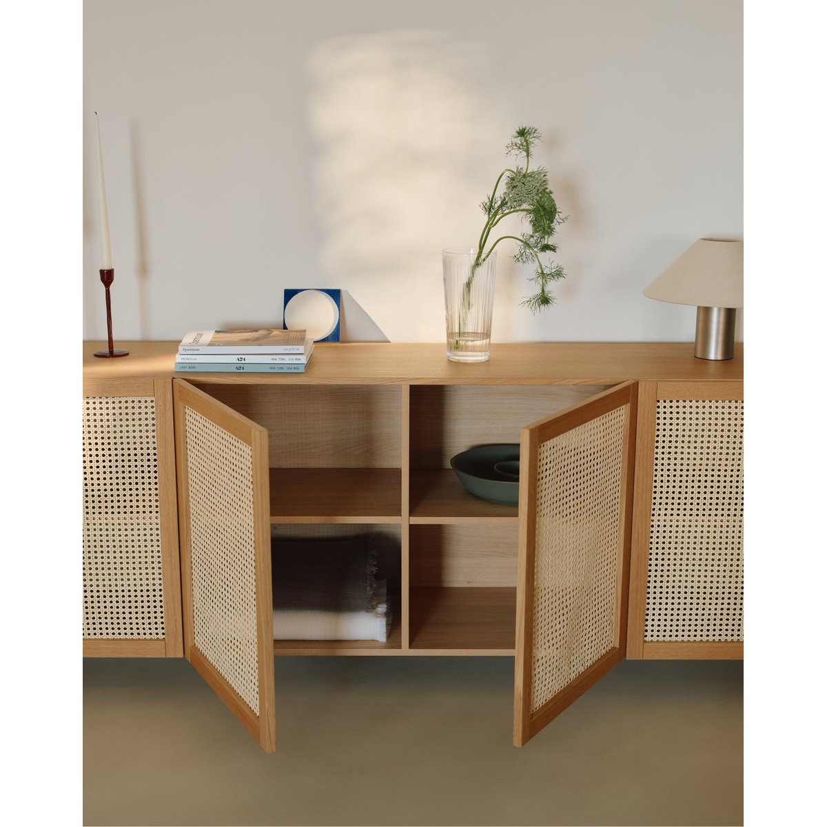 Buffet en chêne et fibres naturelles - Teva chêne, HANNUN