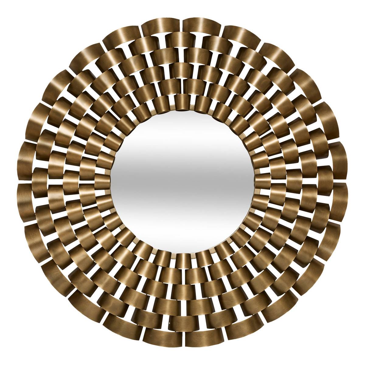 Miroir rond en acier inoxydable YOURI doré, ATMOSPHERA