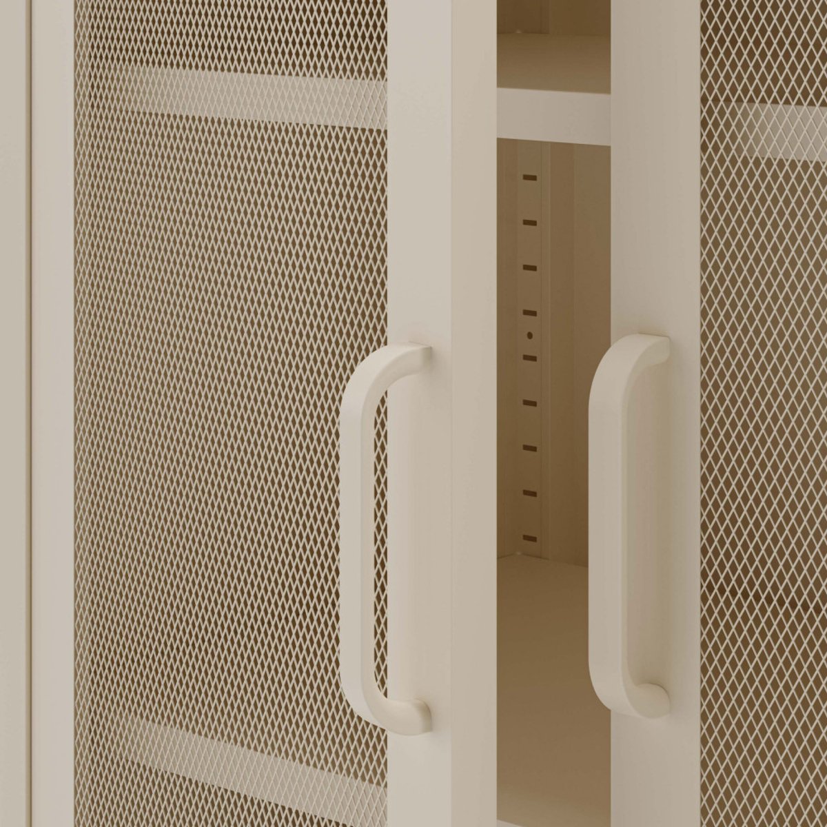Vaisselier 2 portes en métal H170cm- ZIO beige, DRAWER