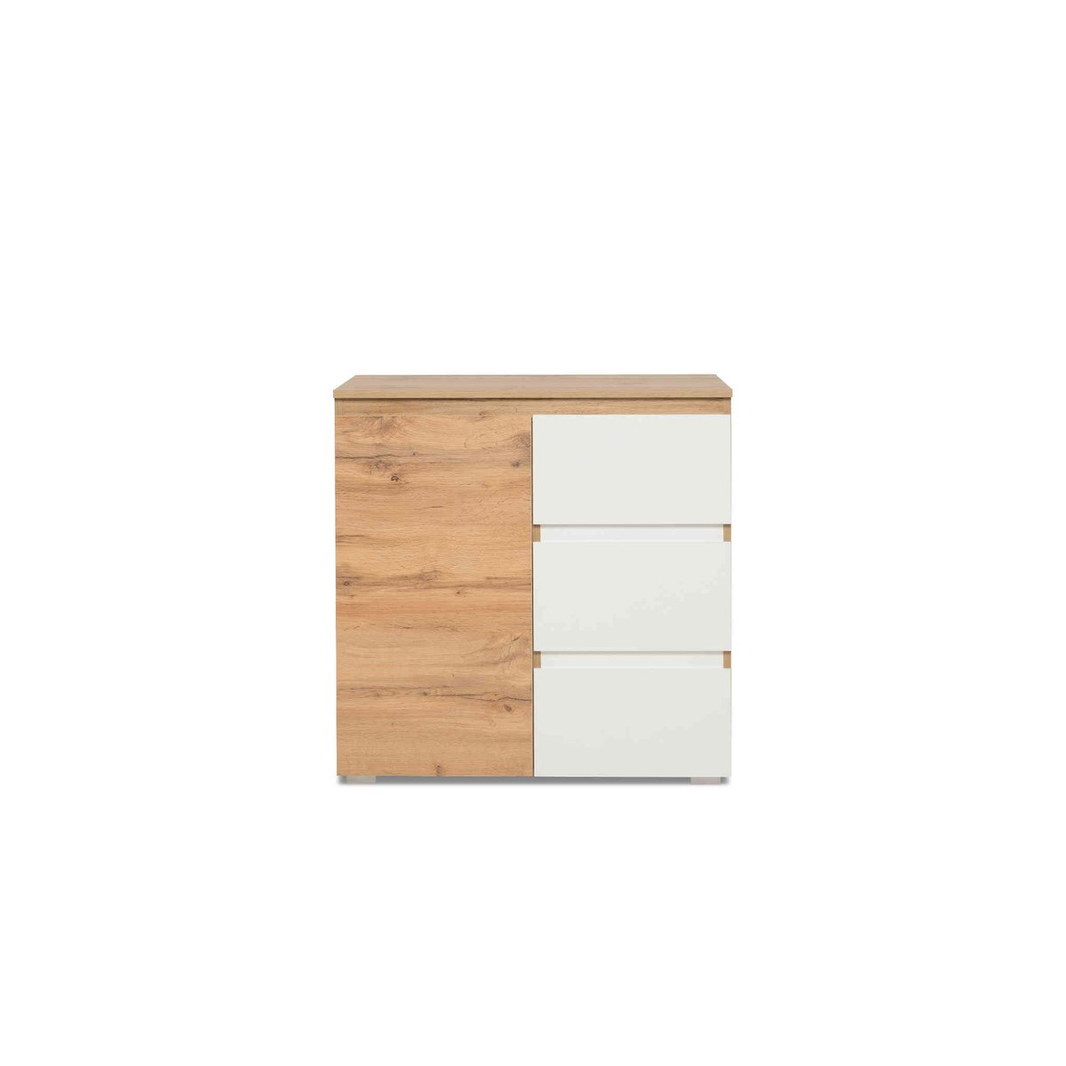 Commode 1 porte 3 tiroirs naturel, TERRE DE NUIT