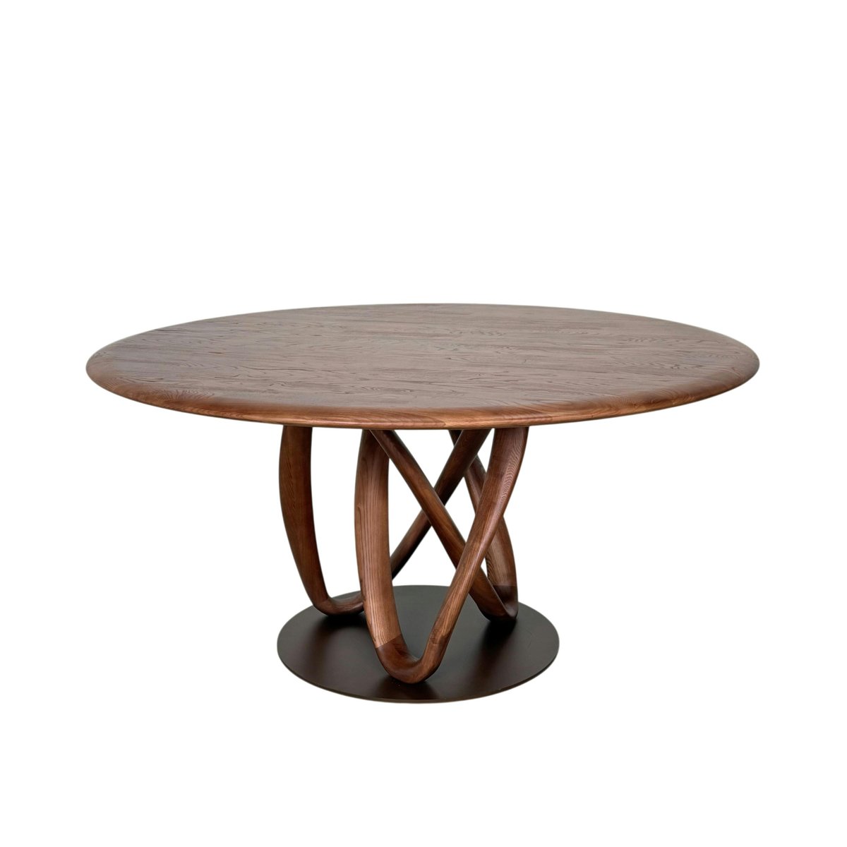 Table ronde bois de frêne à pied design torsadé Ø150 cm ALDER marron, PIER IMPORT