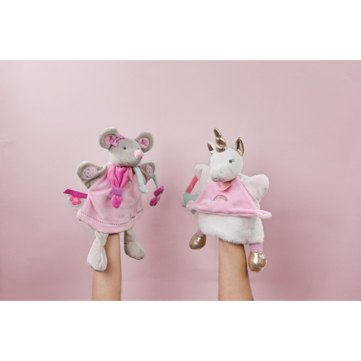 Doudou marionnette Souris Pearly rose, DOUDOU ET COMPAGNIE