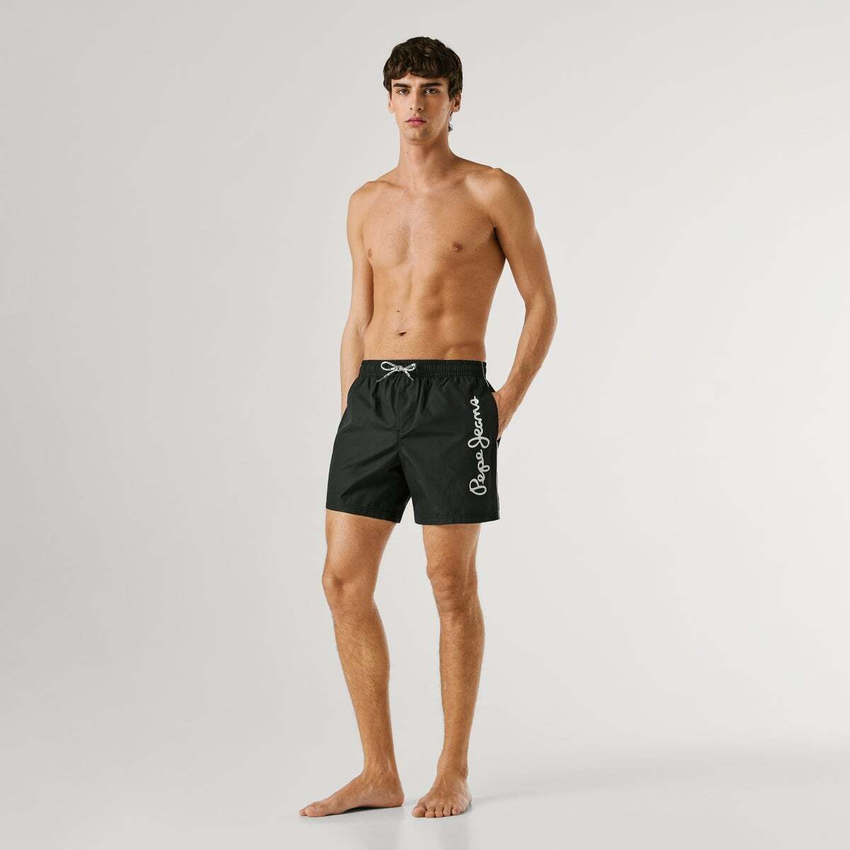 Short De Bain Bermuda Avec Logo Imprimé noir, PEPE JEANS