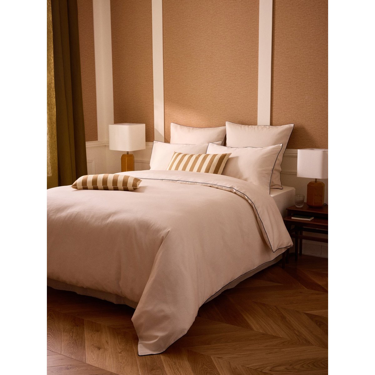 Housse de couette satin de coton "MADELEINE" blanc casse, CYRILLUS