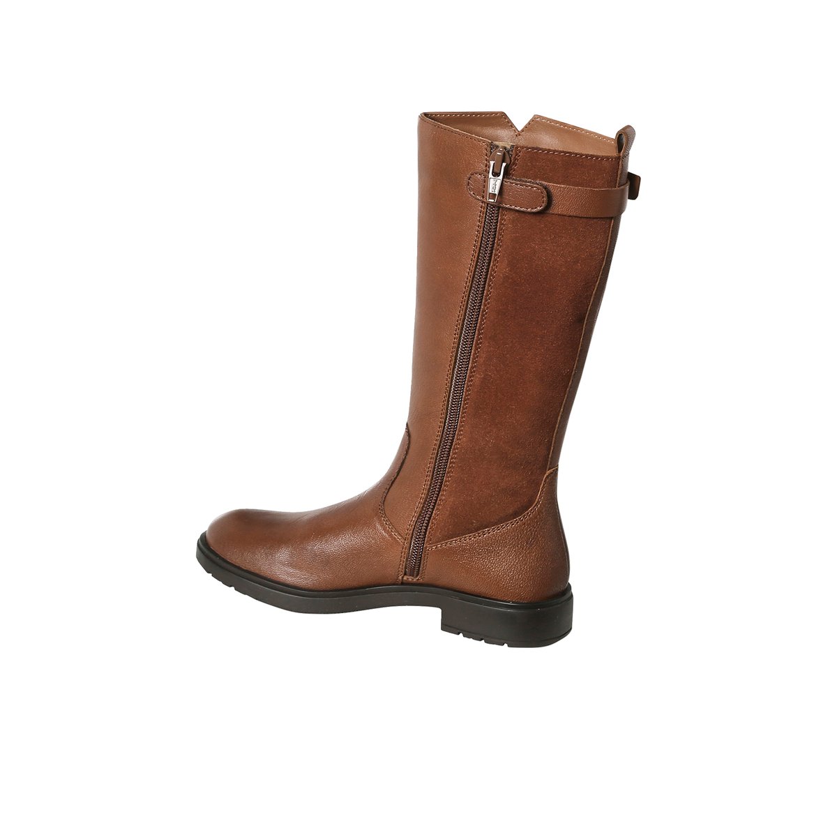 Boots cavalière cuir zippées marron, VERTBAUDET