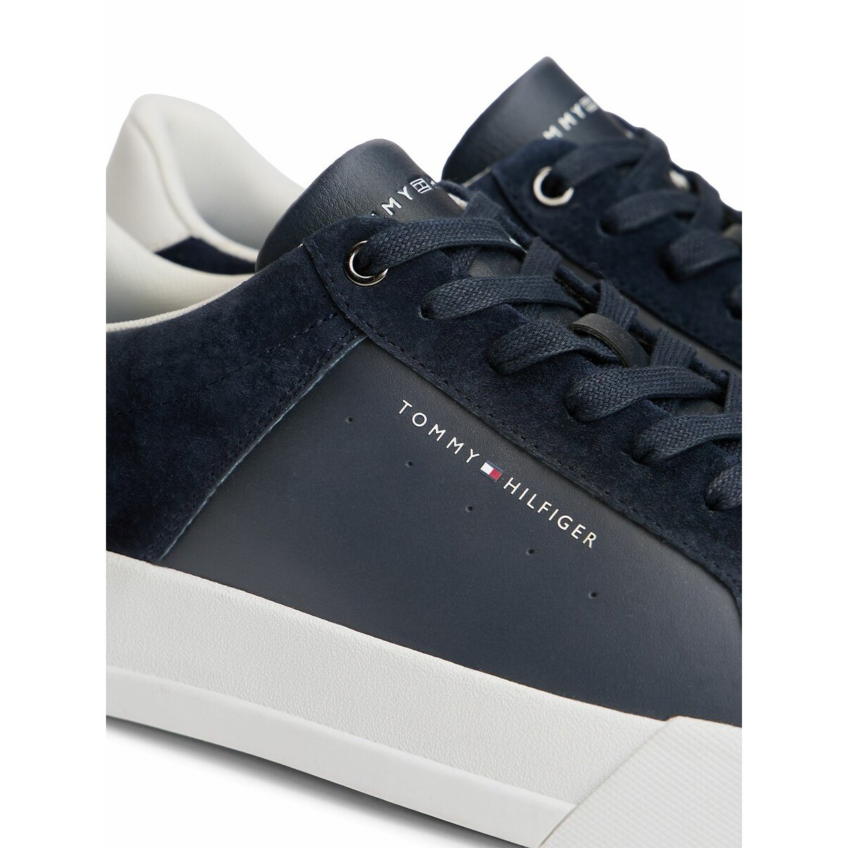 Leather Trainers navy blue, TOMMY HILFIGER