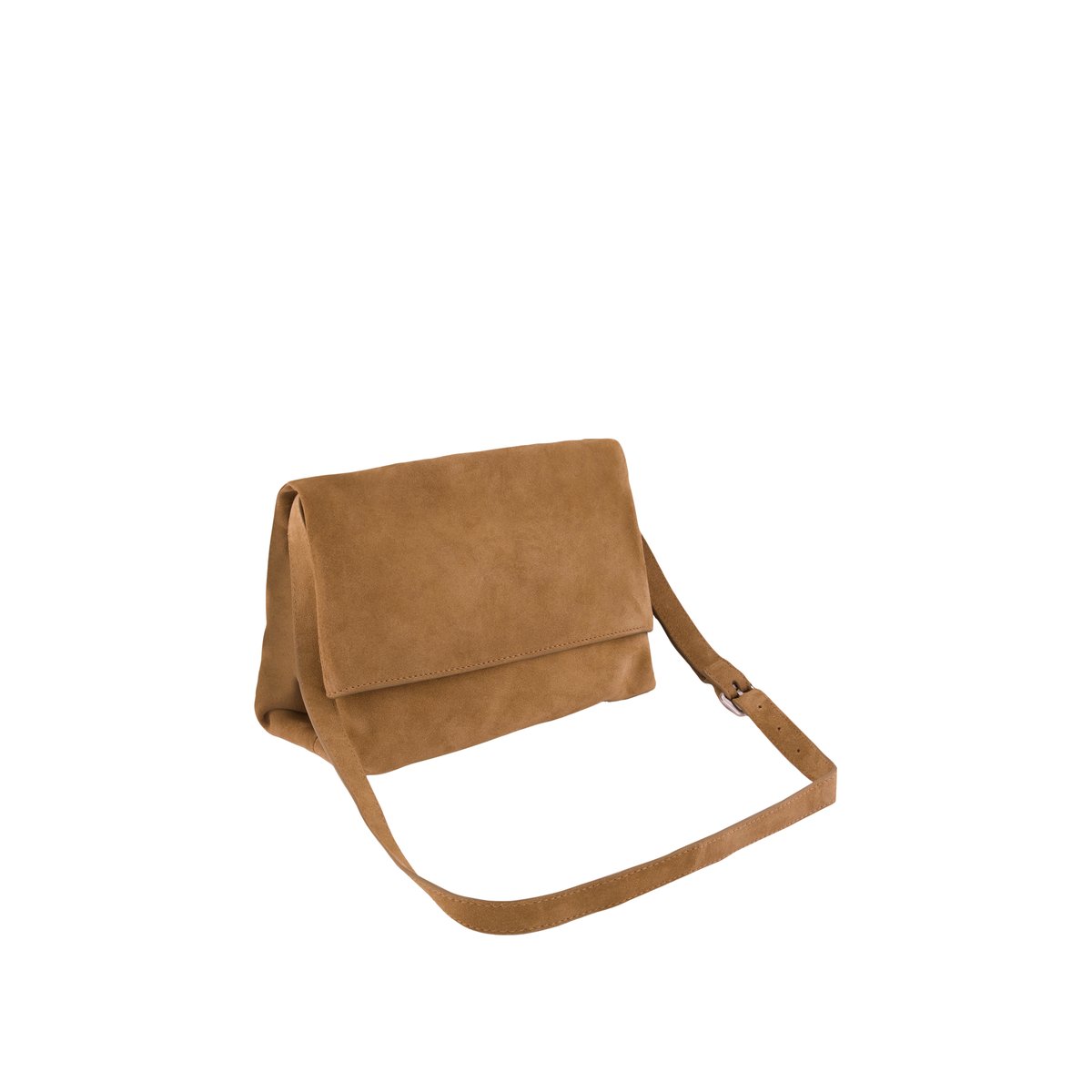 Sac besace cuir velours MESSENGER camel, IKKS