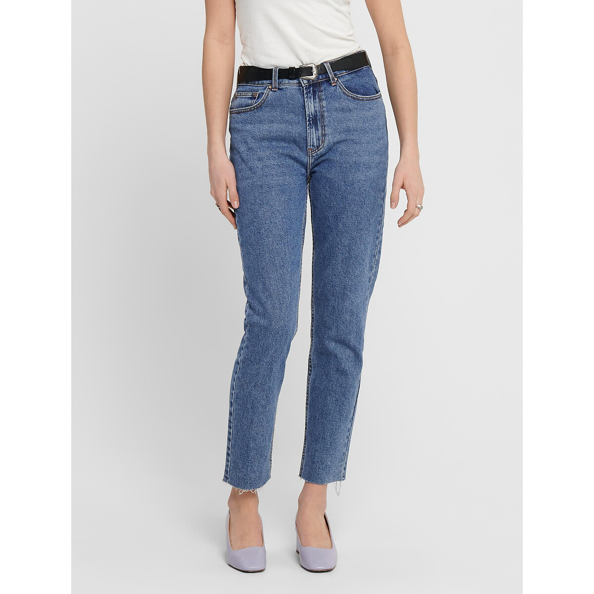 Jean droit, taille haute dark blue, ONLY