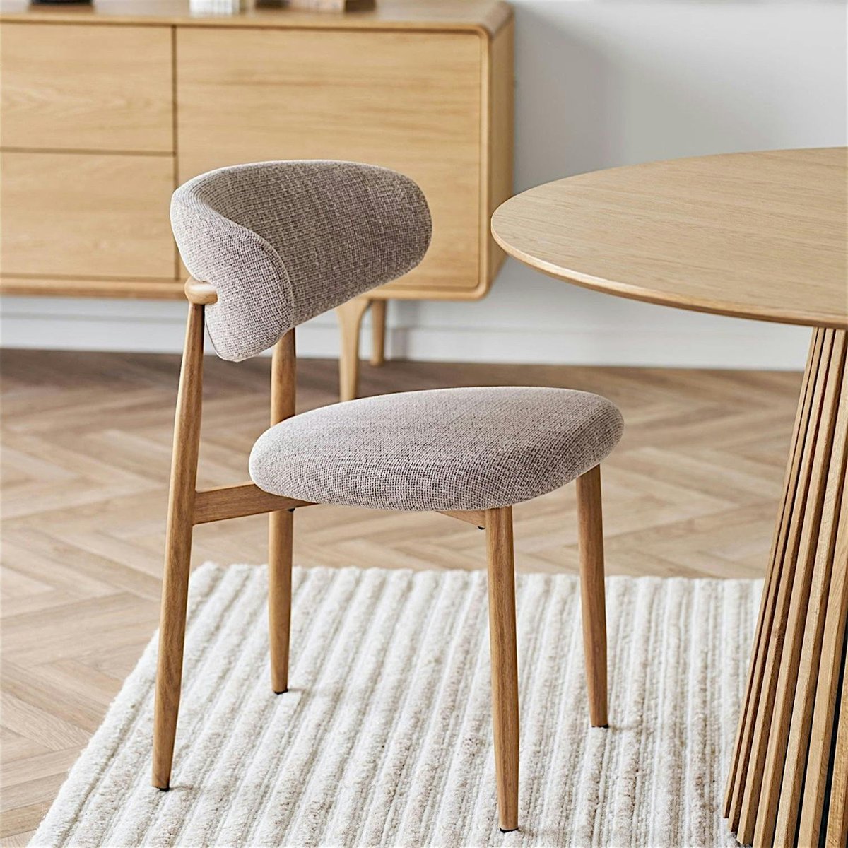 Chaise vintage bois et tissu (lot de 2) AMSTERDAM bois clair, PIER IMPORT