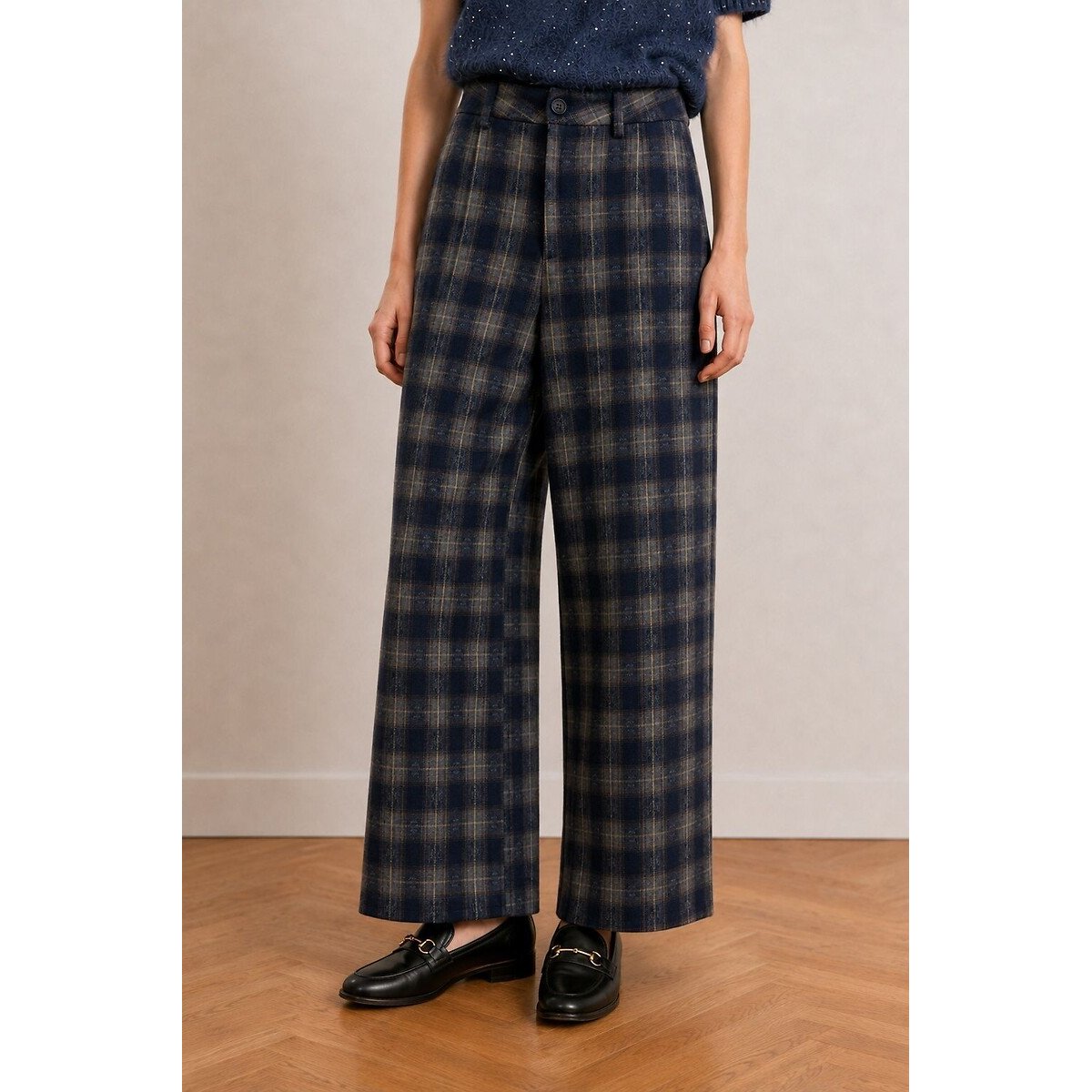 Pantaloni larghi a quadri blu a quadri, SEE U SOON