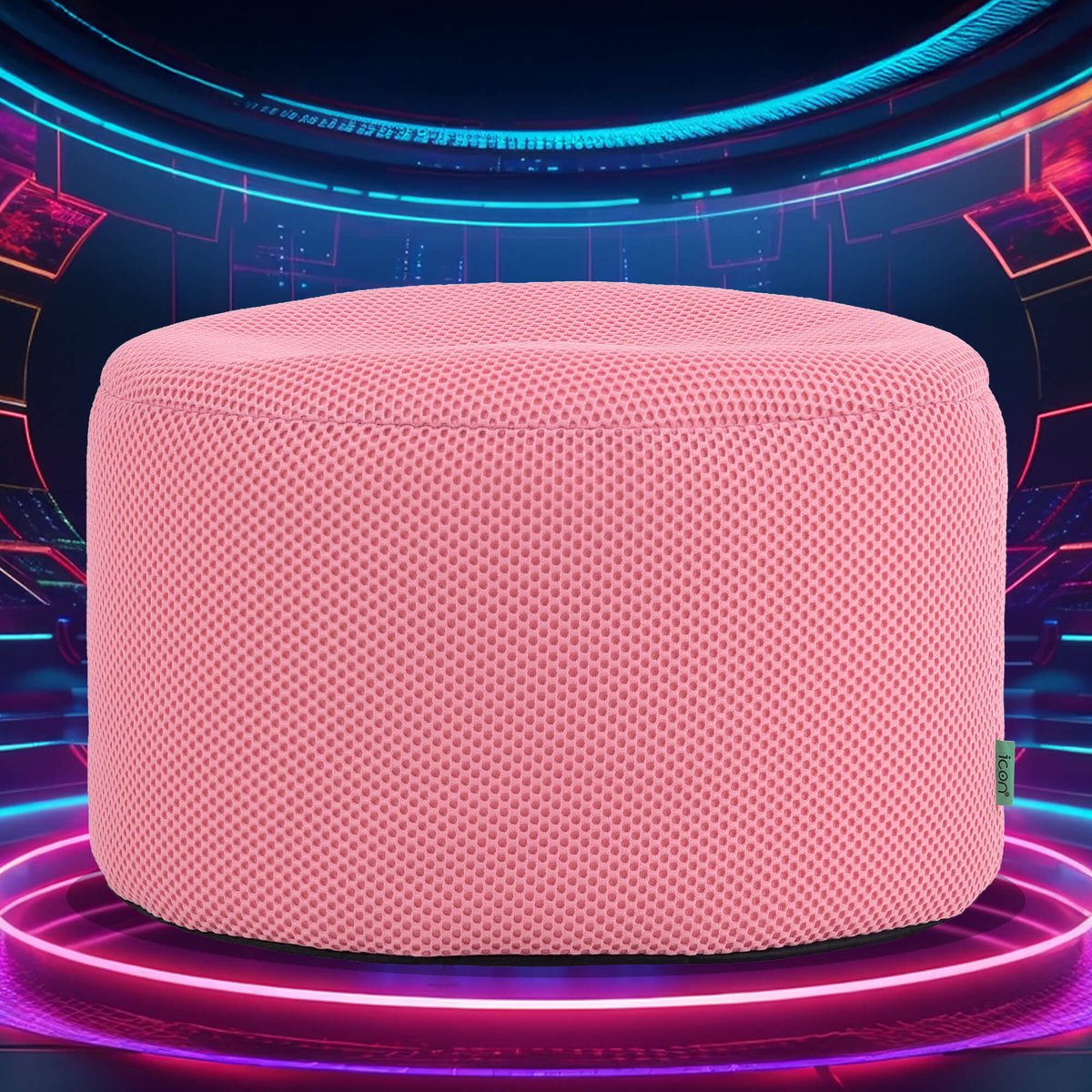 Pouf repose-pieds de gaming rond en mesh tech Oeko-Tex® - MILANO rose pastel, ICON
