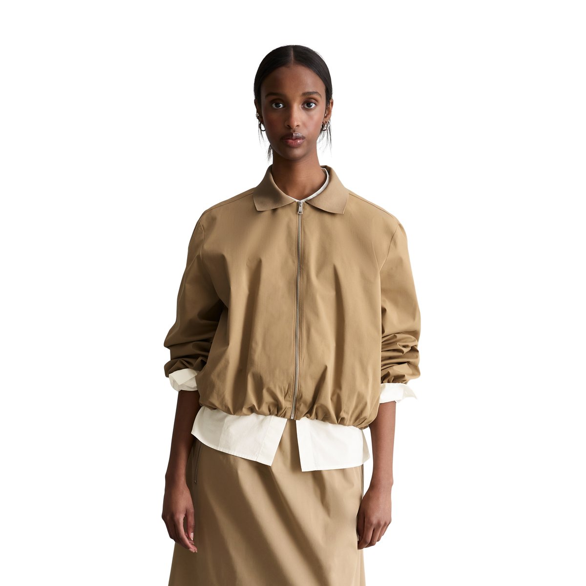 Veste à bulles regular en coton organique mélangé stretch beige, MARC O’POLO DENIM