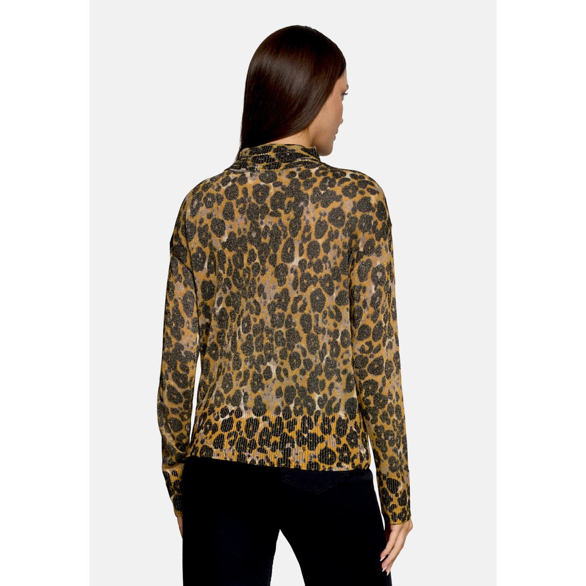 Pull-over en fine maille à fils de fil textile taupe/yellow, BETTY BARCLAY