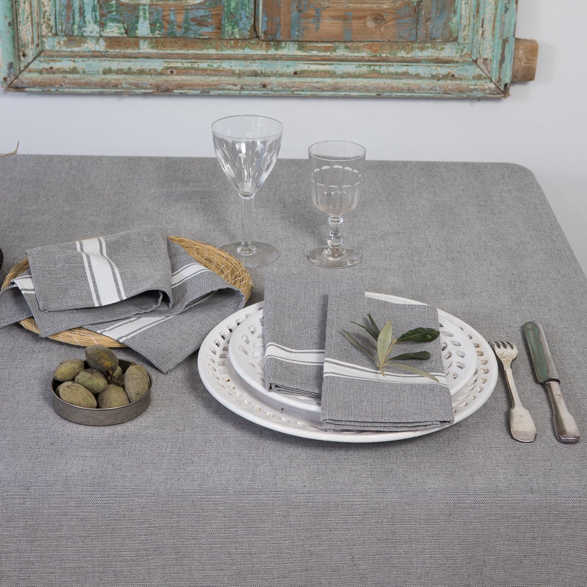 Nappe coton ST TROPEZ gris moyen, FEBRONIE