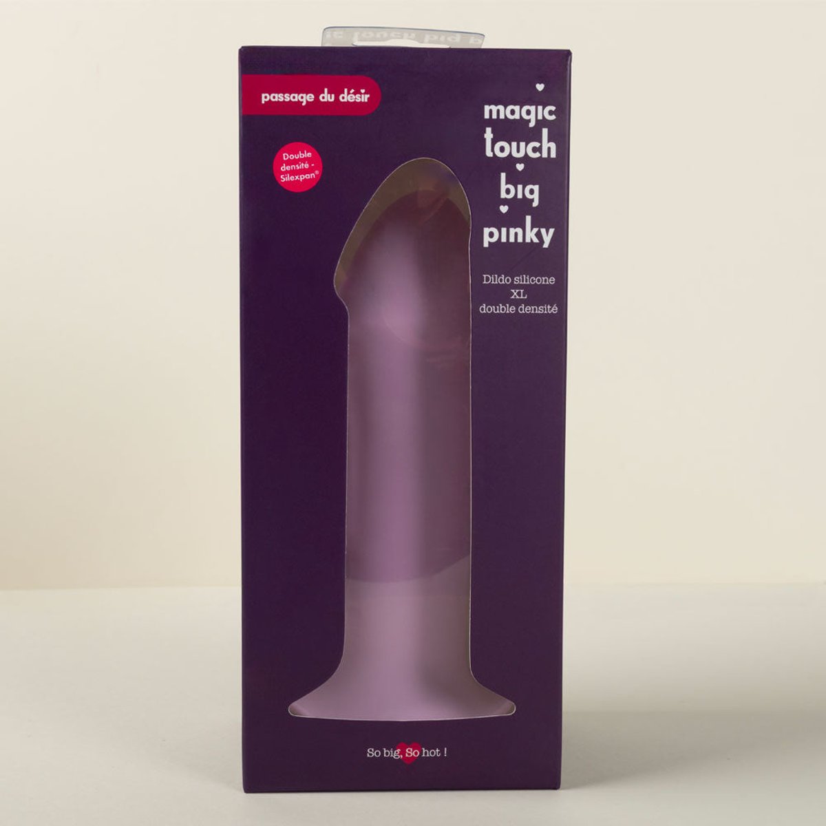 Vibromasseur non vibrant Dildo Magic Touch Big Pinky double densité violet, PASSAGE DU DESIR