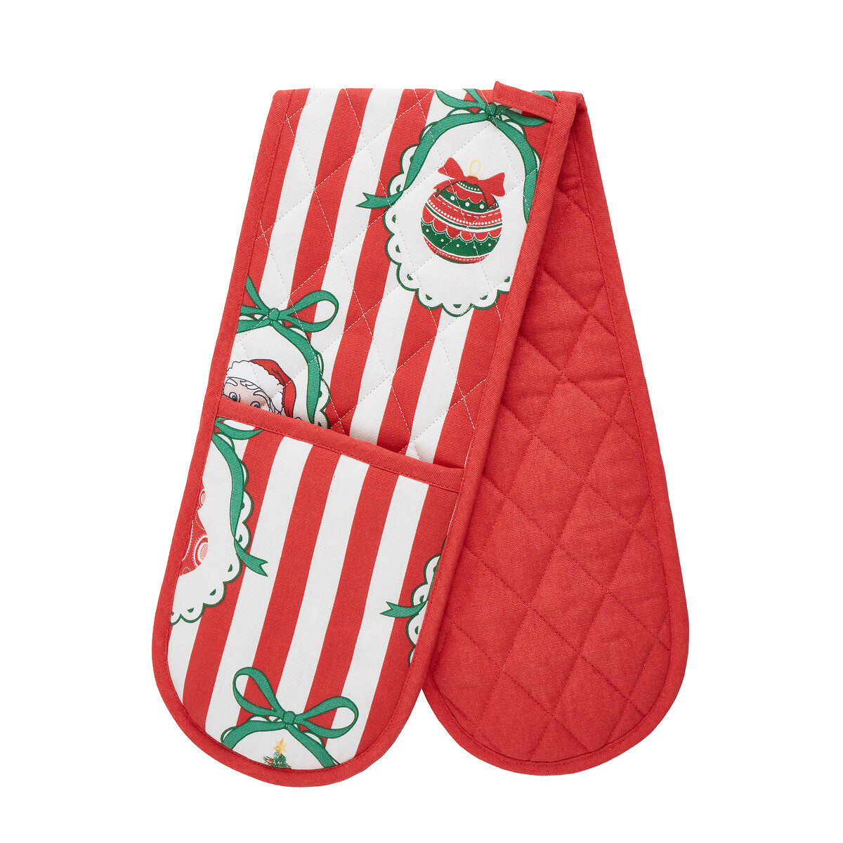 Vintage Stripe Christmas Cotton Kitchen Oven Glove red, CATHERINE LANSFIELD