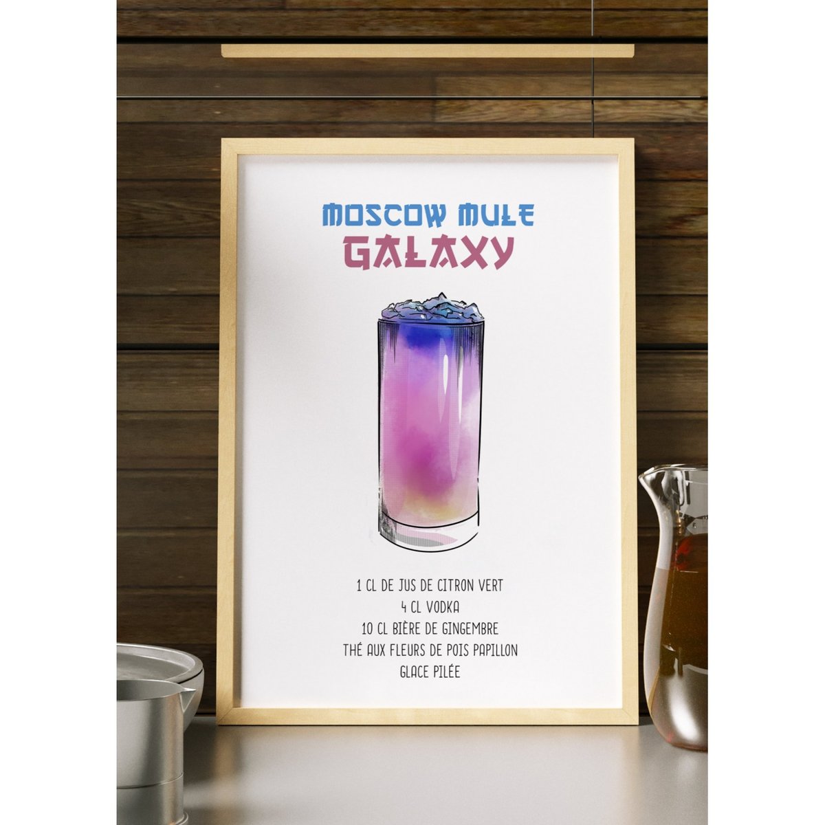 Affiche Cocktail Moscow Mule Galaxy blanc, L'AFFICHERIE
