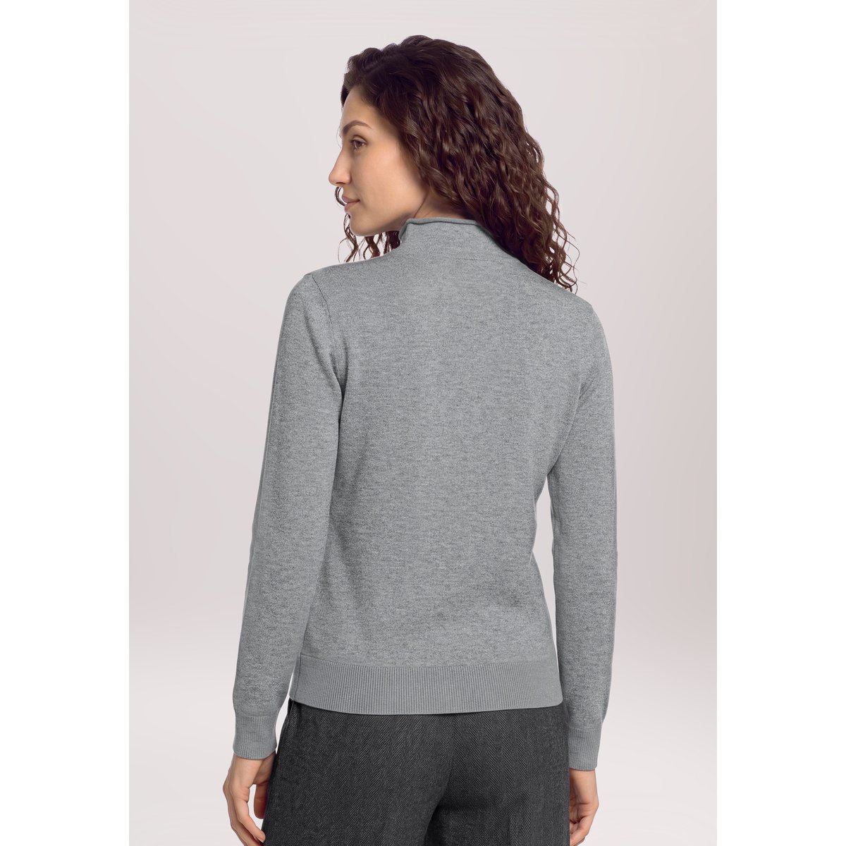 Pull-over en maille à col droit gris, CARTOON