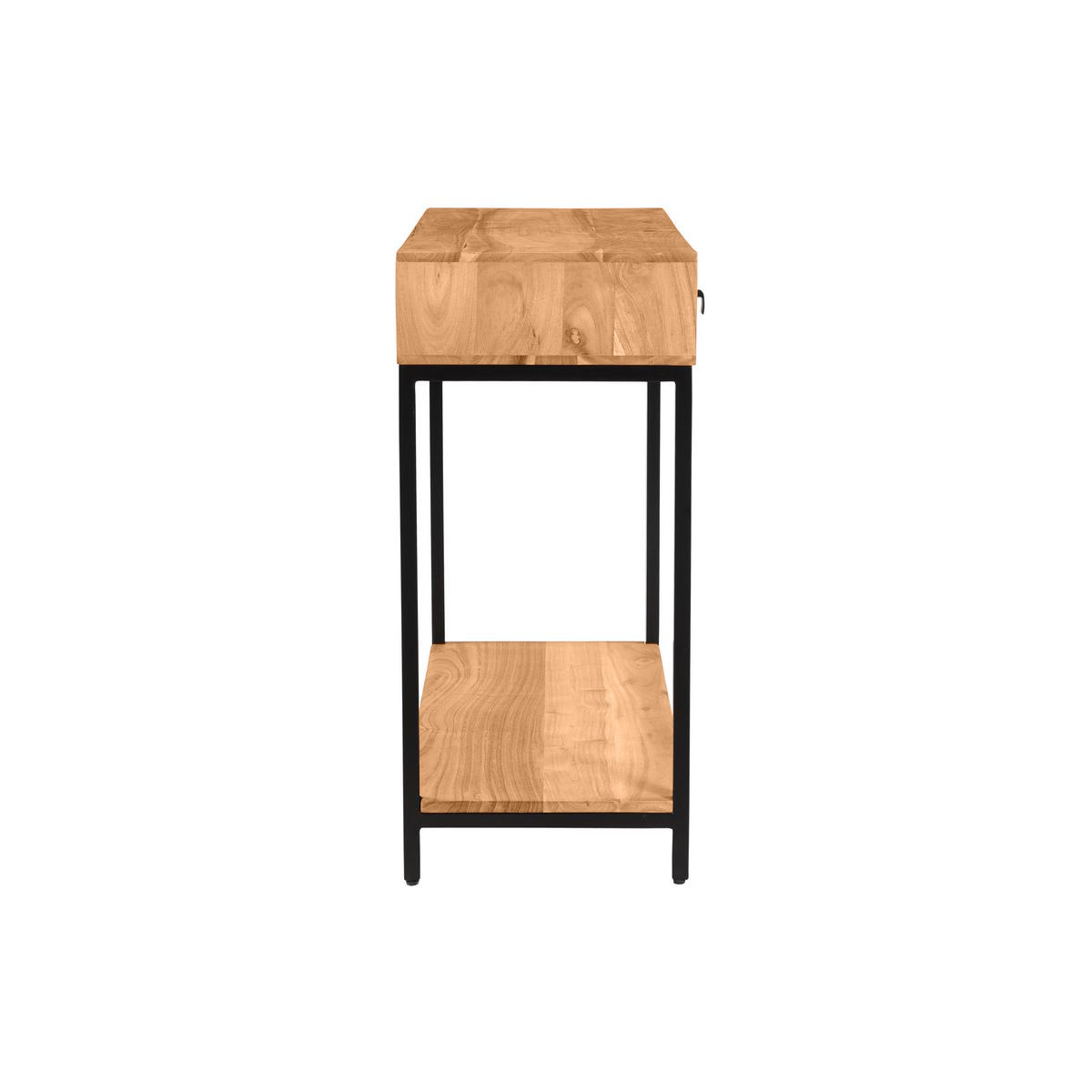 Console avec rangements 2 tiroirs en bois massif et métal noir L80 cm AXELLE bois clair / noir, MILIBOO
