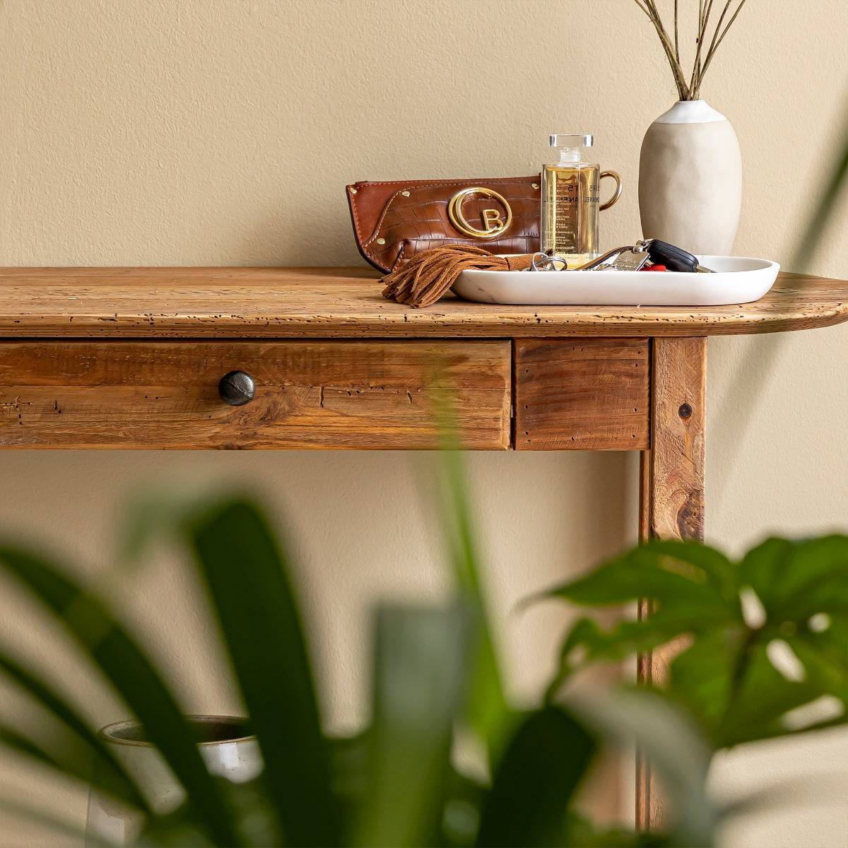 Console en bois de pin ovale BLAISE bois clair, MADE IN MEUBLES