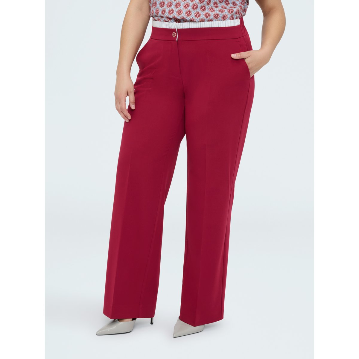 Fermeture avec boutons et zip devant, élastique à la taille au dos pour un maximum de confort burgundy, FIORELLA RUBINO