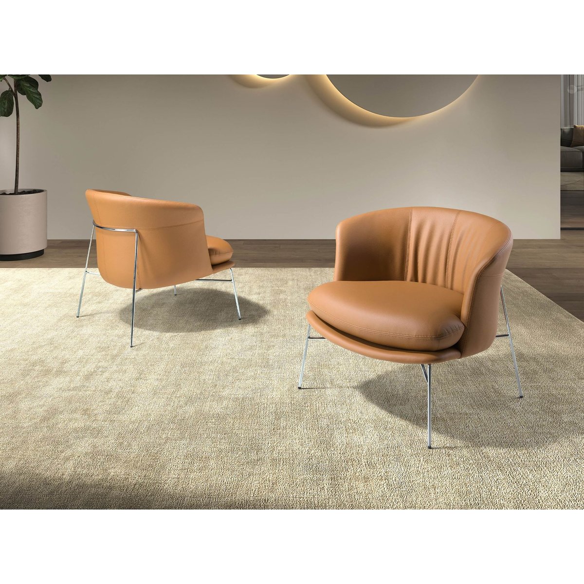Fauteuil en similicuir marron | acier, ANGEL CERDA