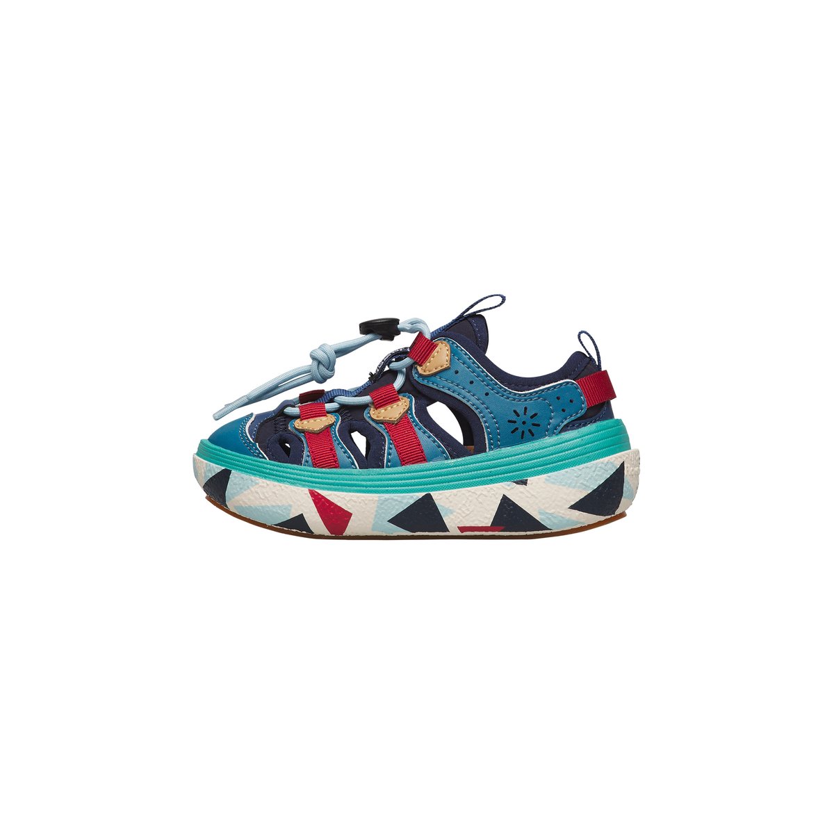 Sandales semi-ouvertes en simili cuir et tissu CHOMEI JUNIOR. marine-bordeaux, NATURINO