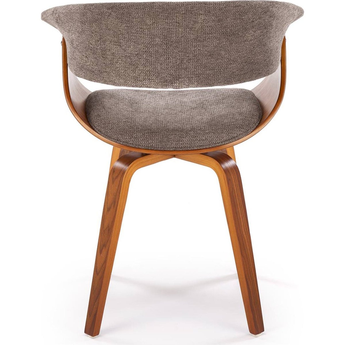 Chaise en bois courbé et tissu REBTES gris taupe et noyer, RECOLLECTION