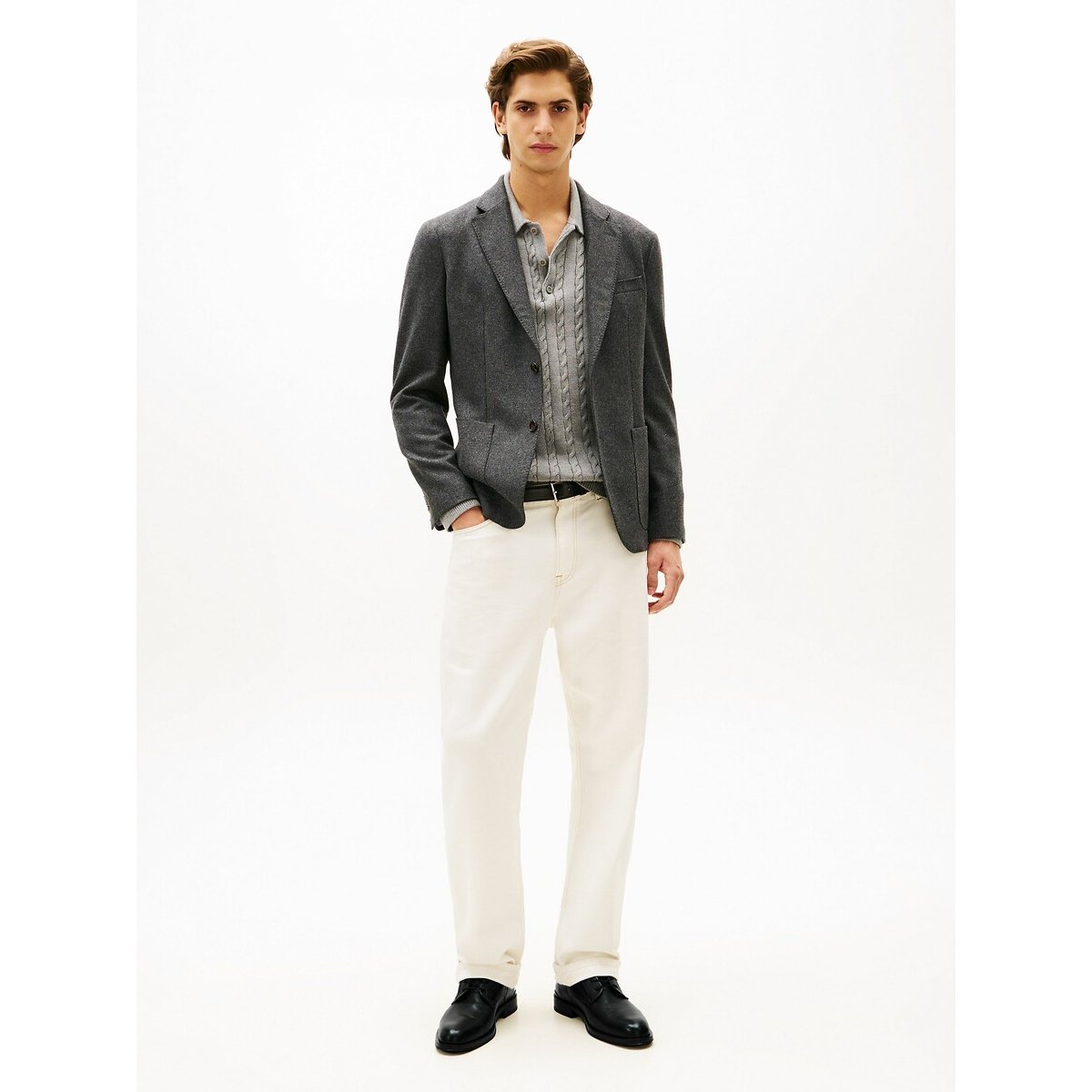 Derbies montantes en cuir noir, TOMMY HILFIGER