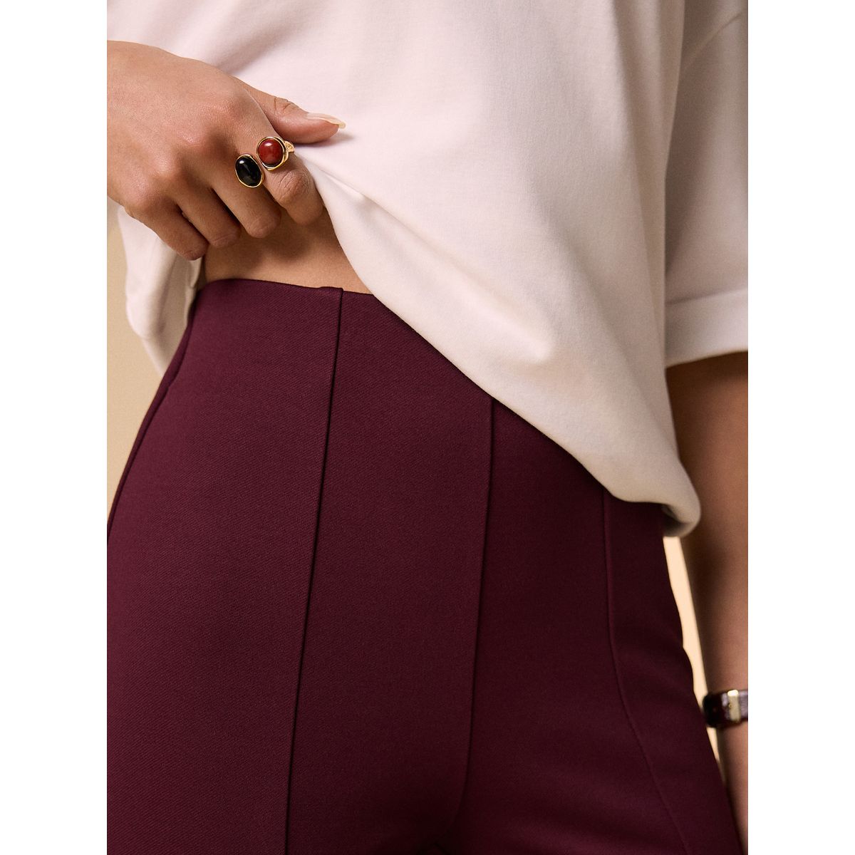 Legging à étriers en maille point de rome rouge bordeaux, NEXT