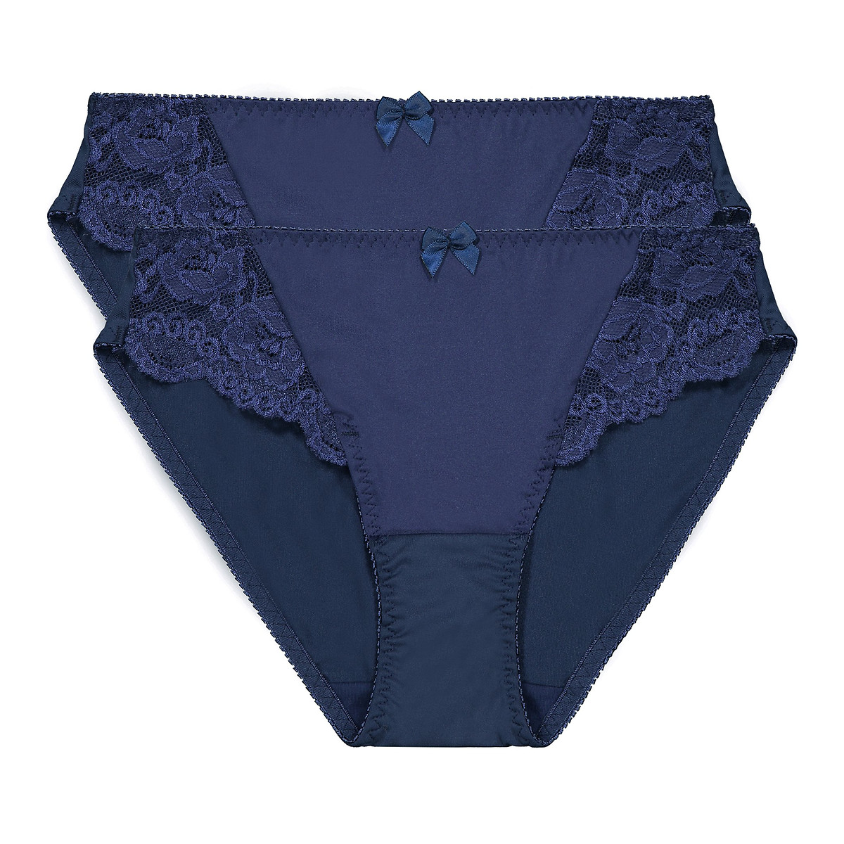Lot de 2 slips en dentelle et microfibre Anthea bleu, ANNE WEYBURN